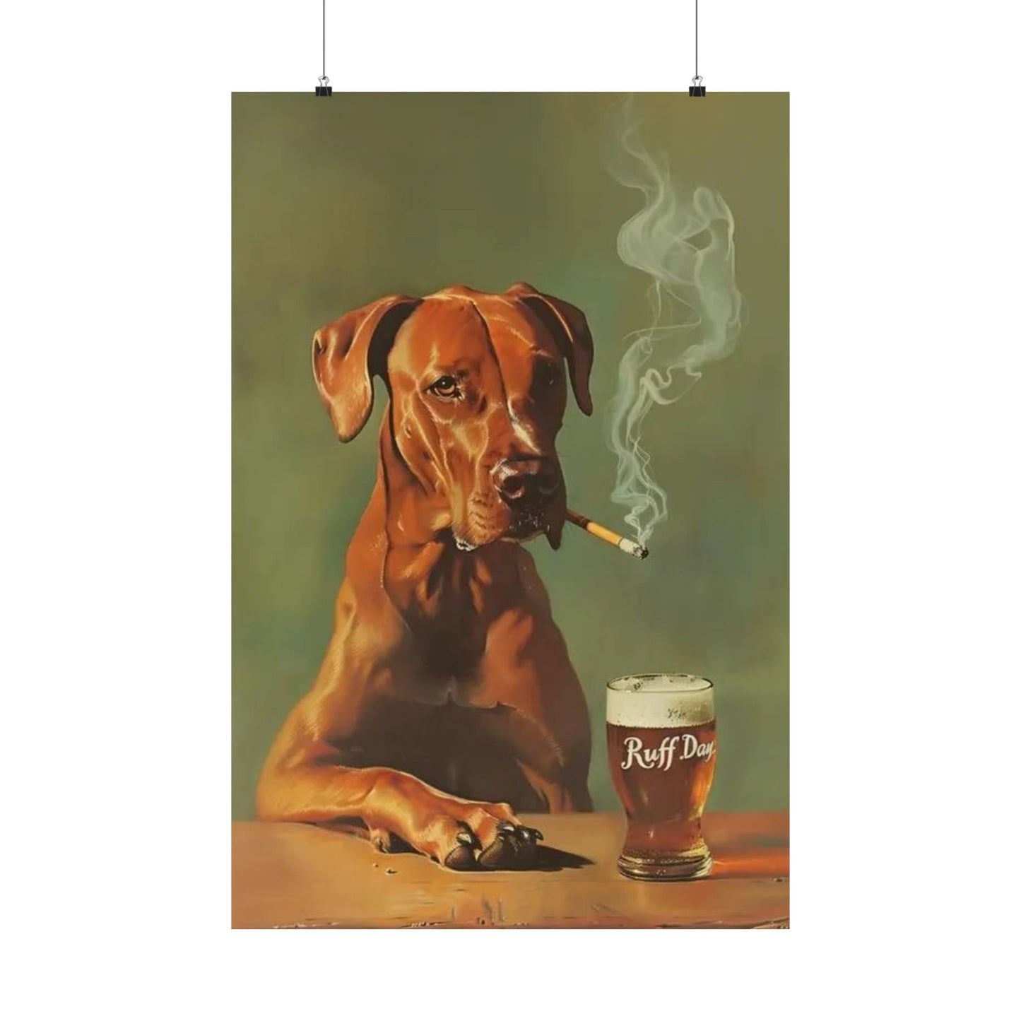 Funny Dog Bar Decor Poster, Ruff Day Matte Vertical Poster, Beverage Art Print