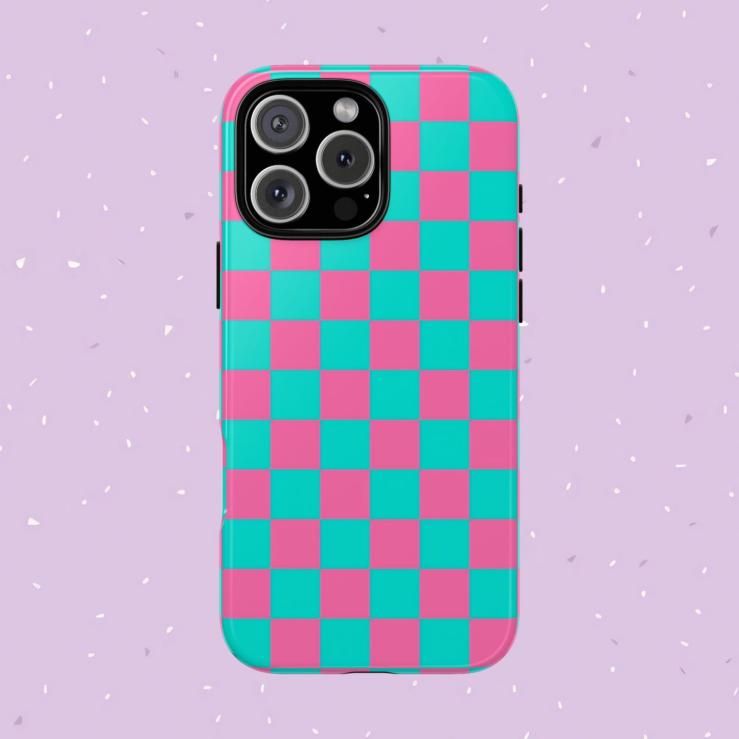 Hot Pink And Teal Checker Pattern Tough Case for iPhone, Galaxy Phones and Google Pixel