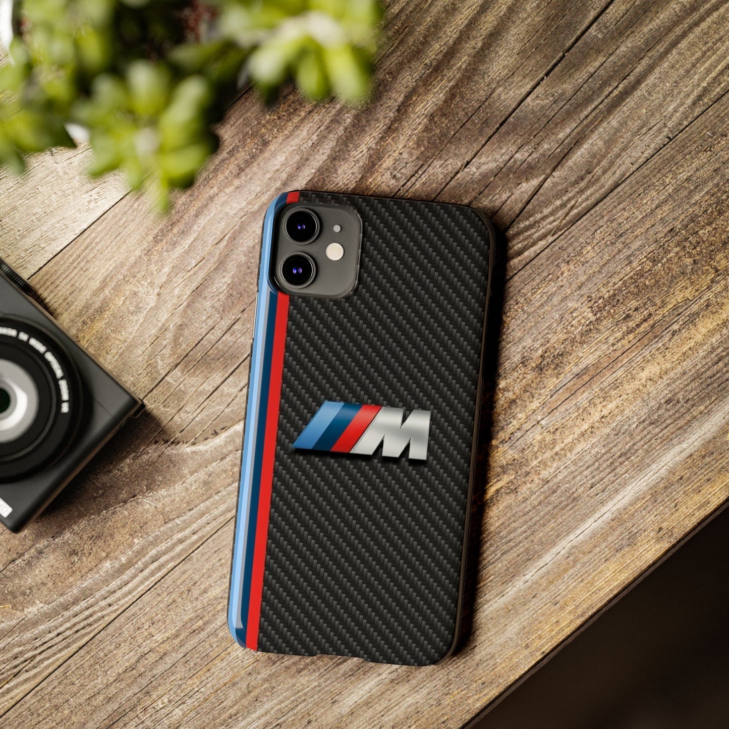 Black iPhone Slim Case, Blue And Red Stripes, BMW M Series