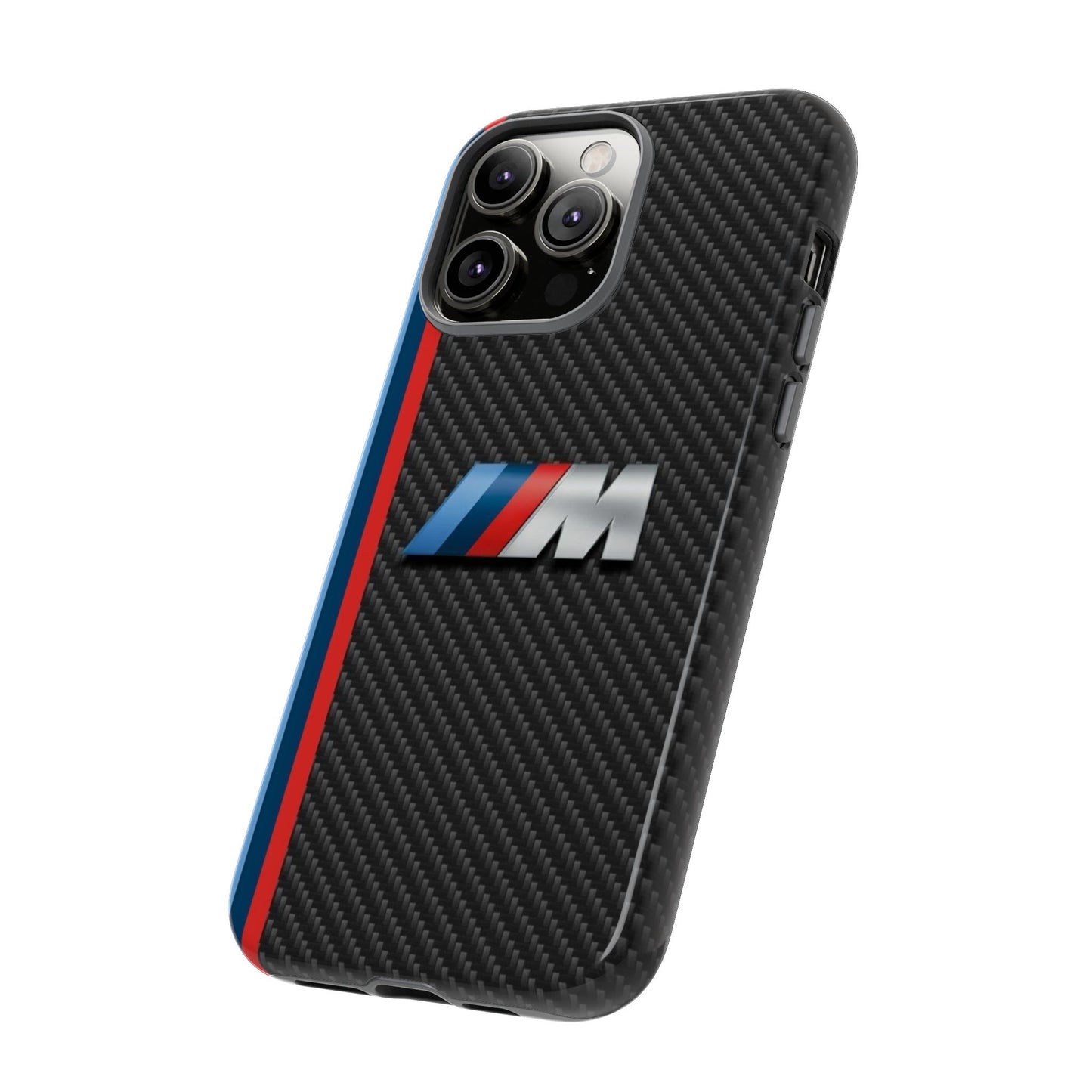 Phone Case - Black Tough Case for iPhones, Galaxy, Pixel, Blue And Red Stripes, BMW M Series