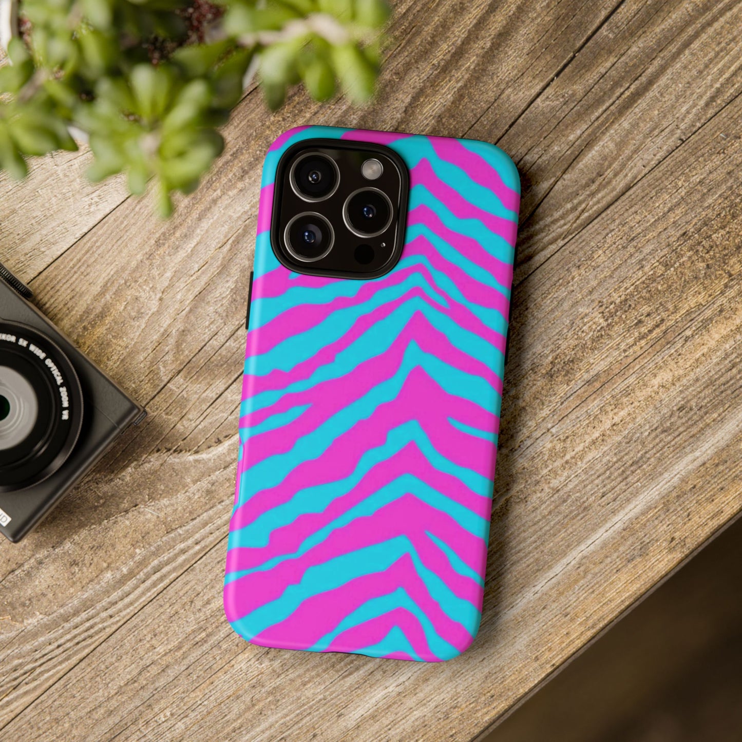 Animal Print Hot Pink And Teal Tough Case for iPhone, Galaxy and Google Pixel