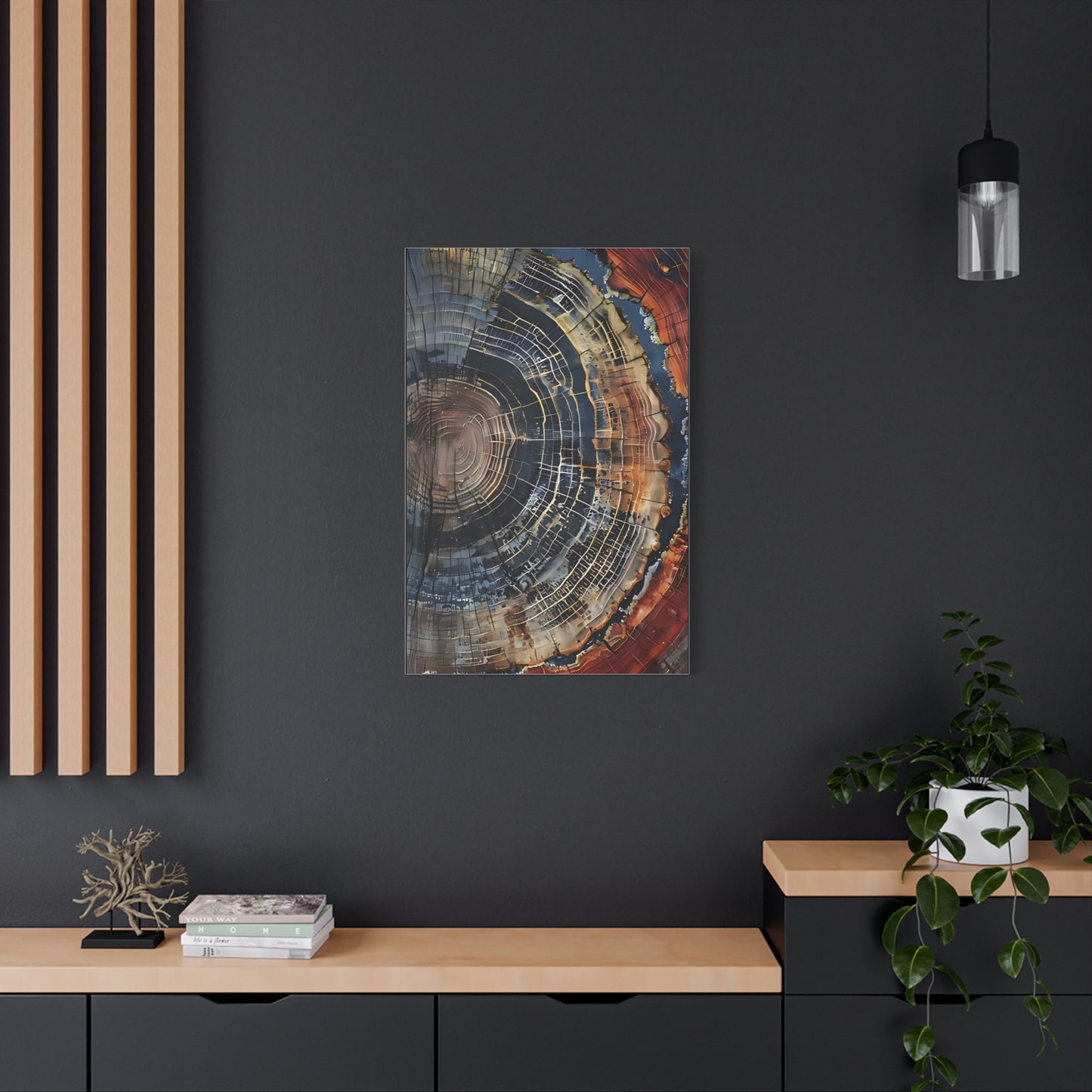 Canvas Print, Tree Ring Wall Art, Modern Farmhouse Decor, Abstract Colorful
