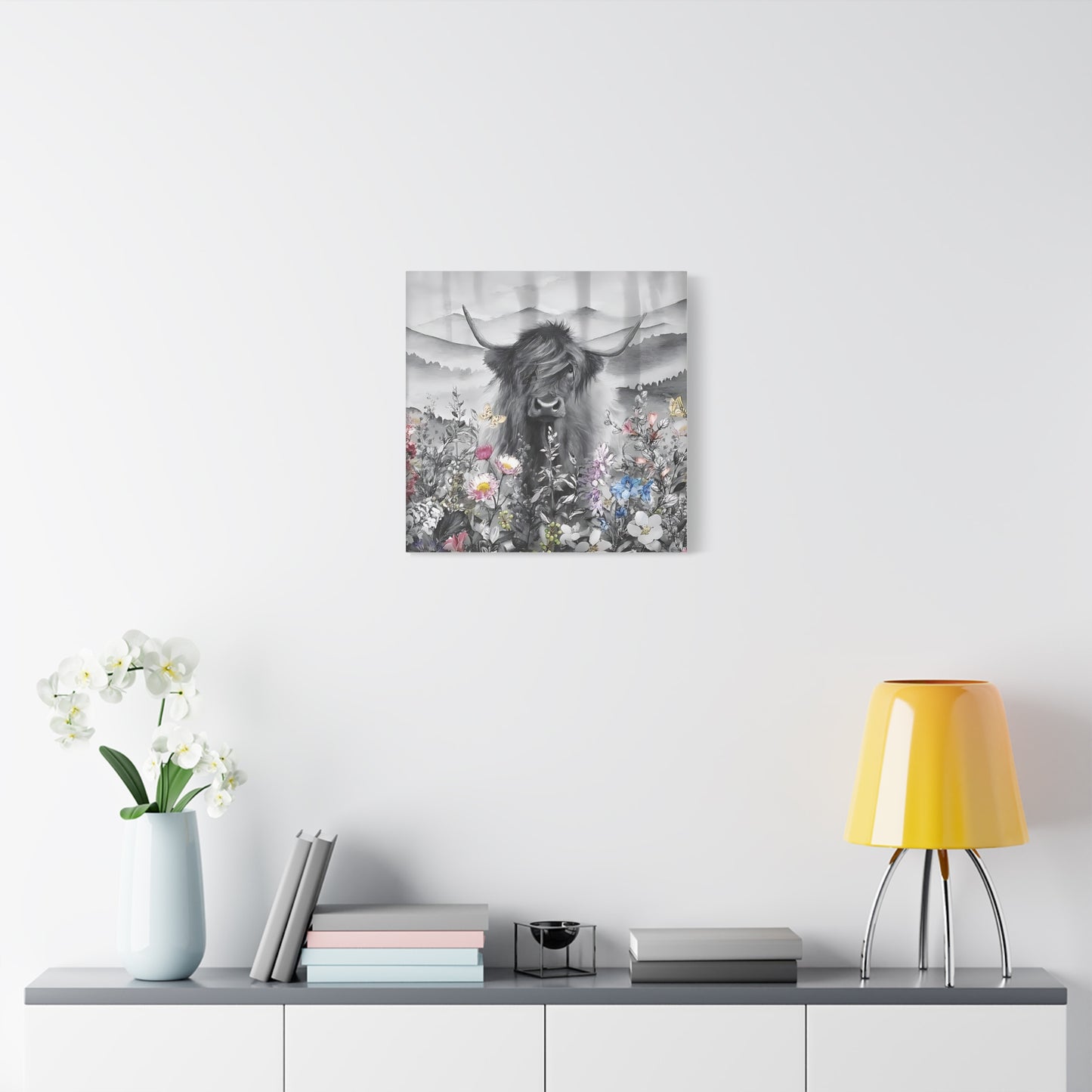 Canvas Poster, Scottish Highland Cow Vertical Wall Art, Housewarming Gift, Home