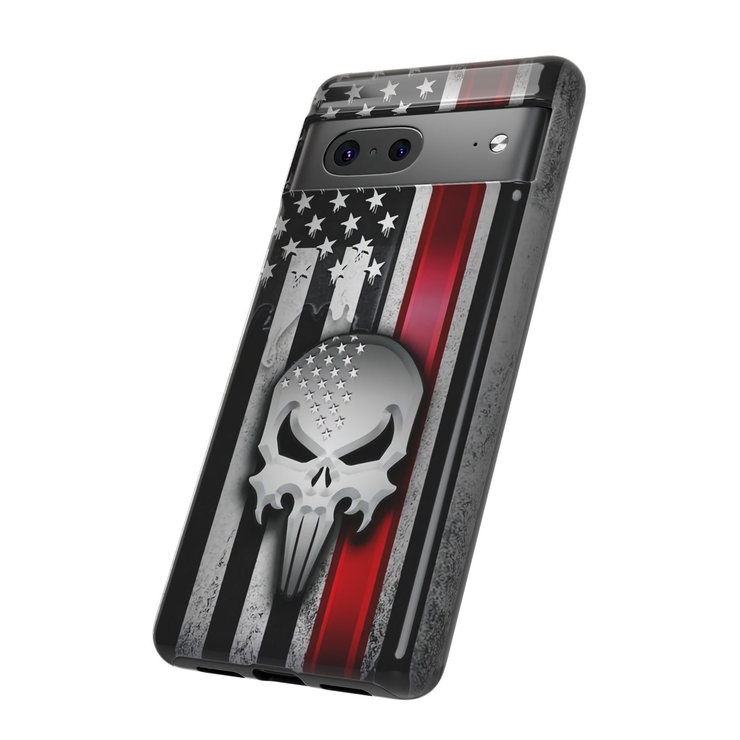 Tough Cases For iPhone, Galaxy and Pixel,  Thin Red Line, Jake Skull Design