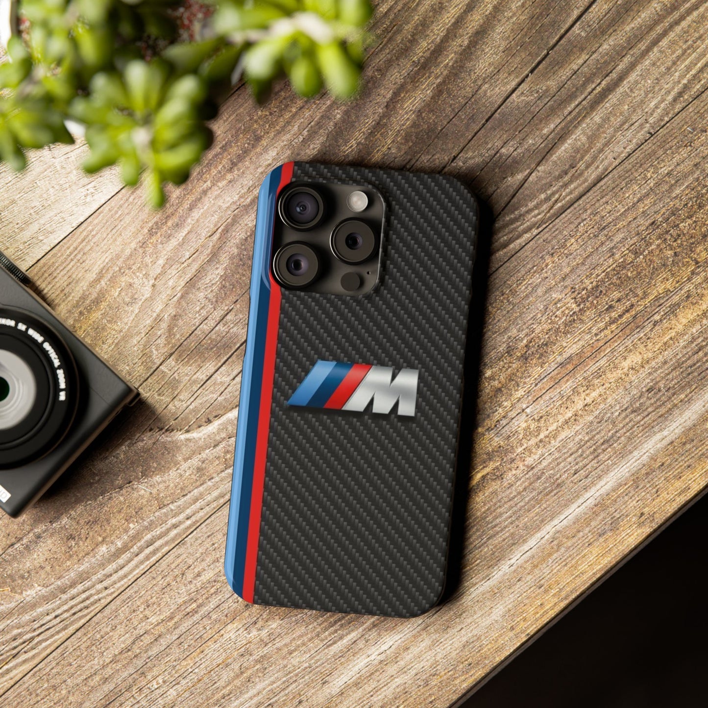 Black iPhone Slim Case, Blue And Red Stripes, BMW M Series