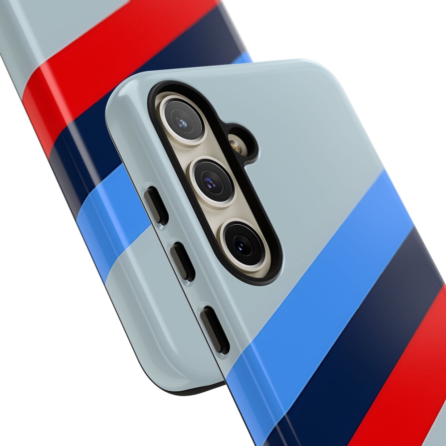 Gray Tough Case For iPhone, Samsung Galaxy and Google Pixel, Blue & Red Stripe