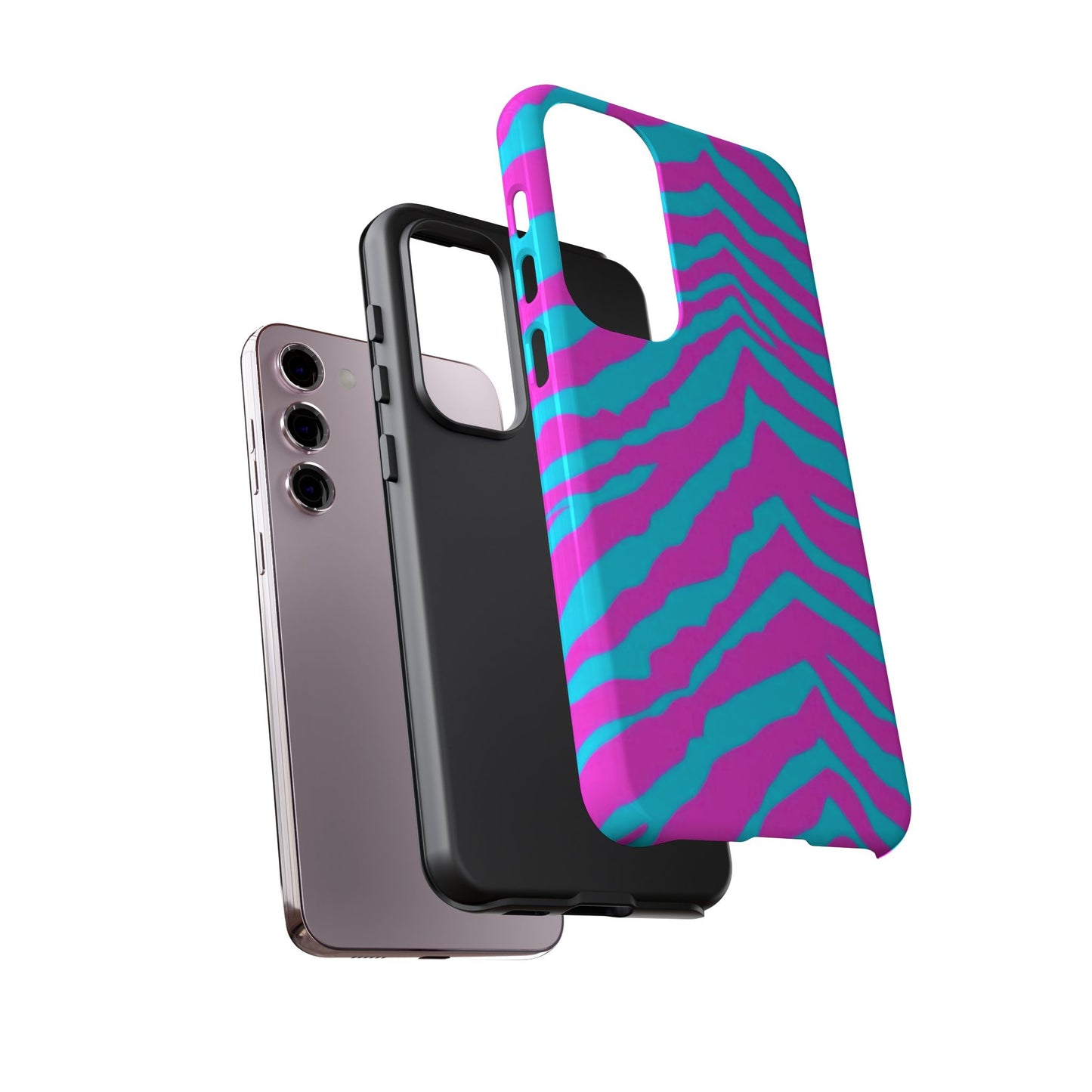 Animal Print Hot Pink And Teal Tough Case for iPhone, Galaxy and Google Pixel
