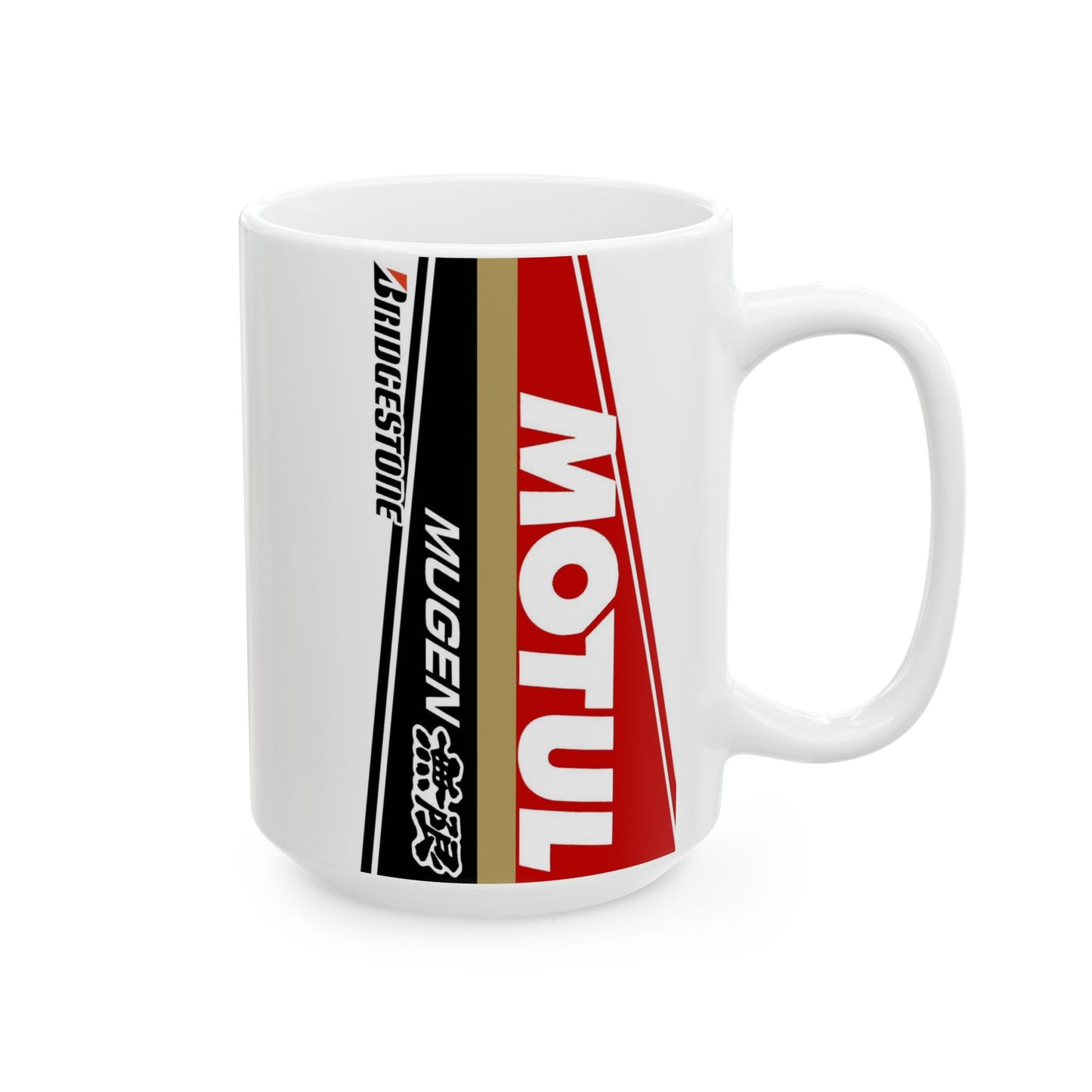 Racing Stripe Ceramic Mug — Motul & Bridgestone Motorsport Coffee Cup (11oz/15oz)