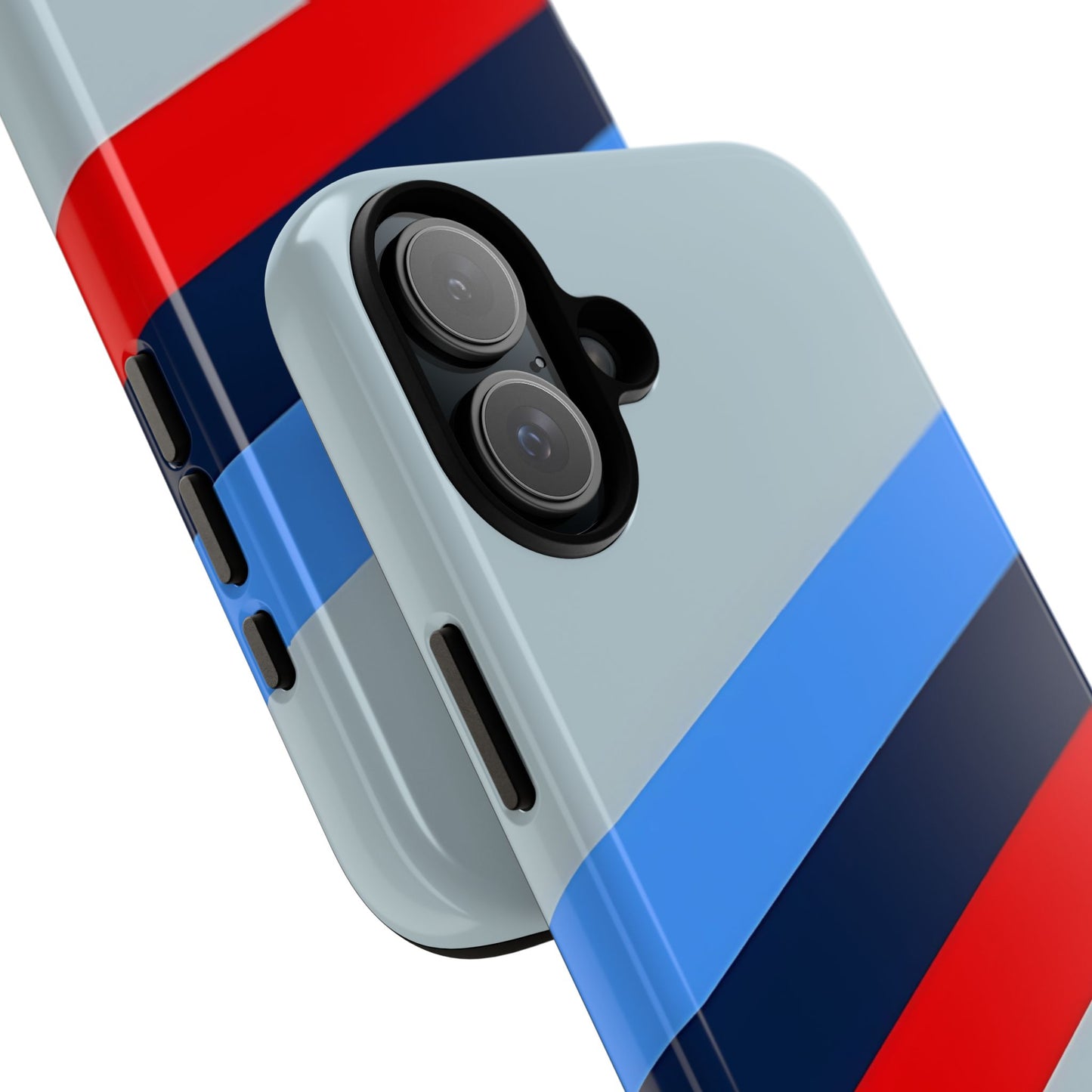 Gray Tough Case For iPhone, Samsung Galaxy and Google Pixel, Blue & Red Stripe