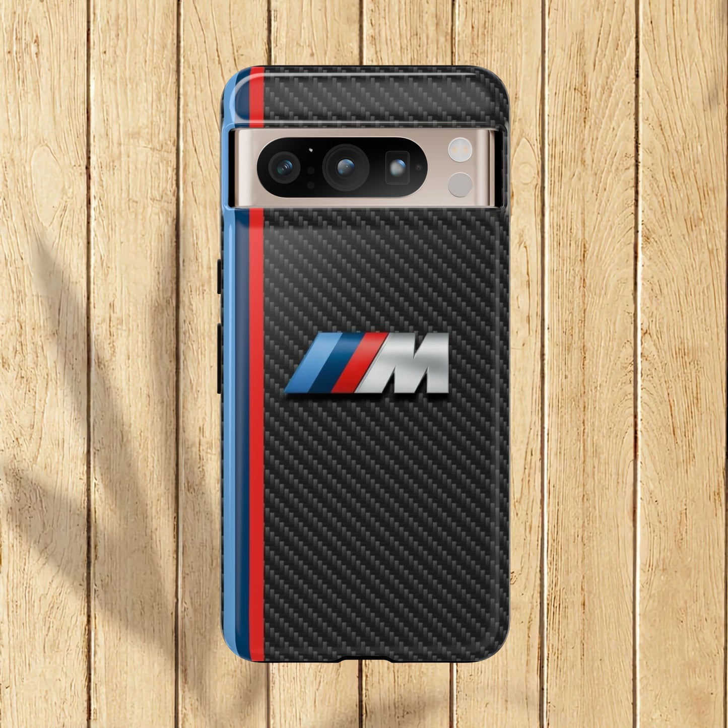 Phone Case - Black Tough Case for iPhones, Galaxy, Pixel, Blue And Red Stripes, BMW M Series