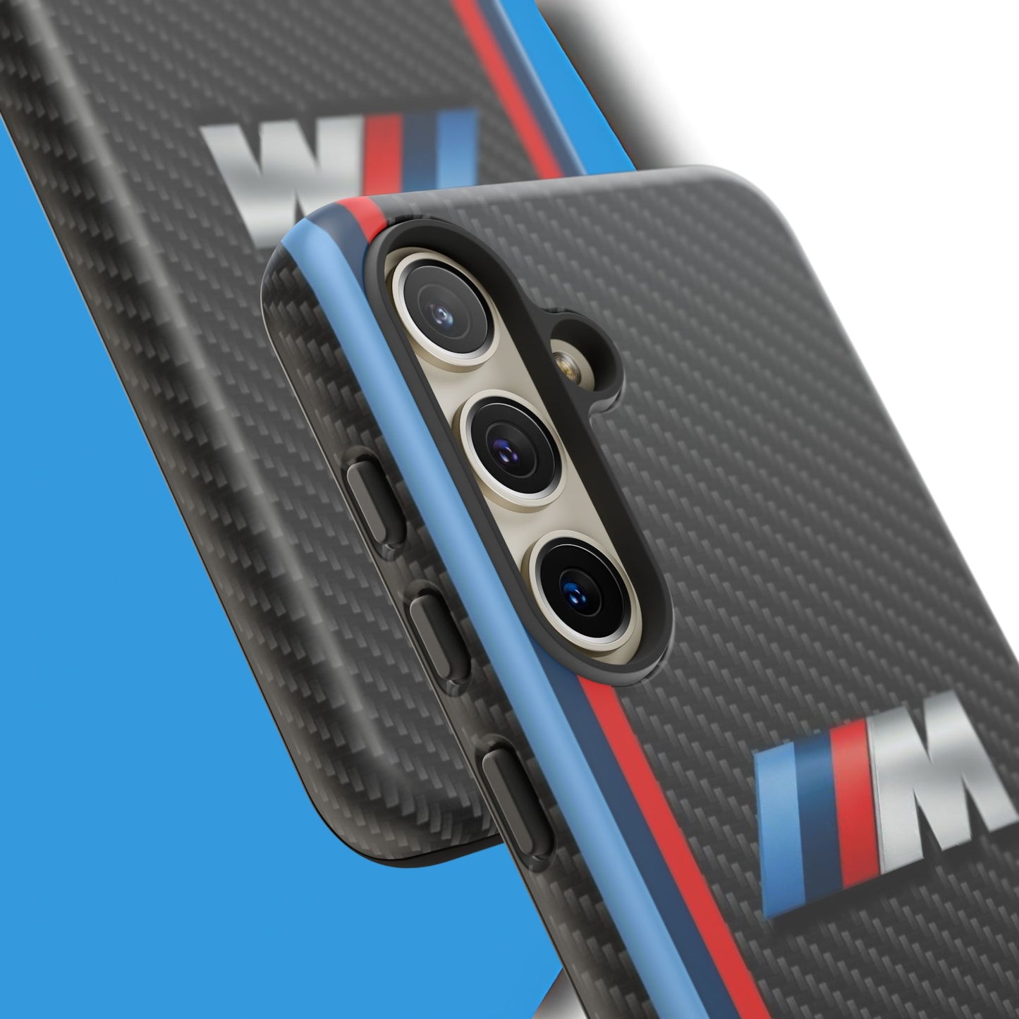 Phone Case - Black Tough Case for iPhones, Galaxy, Pixel, Blue And Red Stripes, BMW M Series