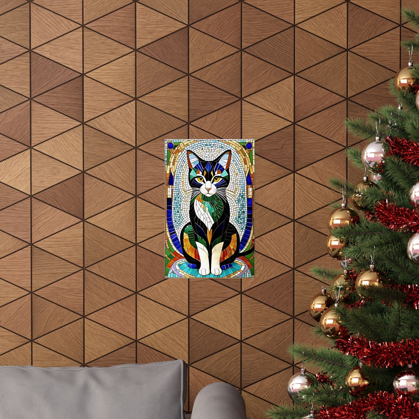 Mosaic Tile Cat Matte Vertical Posters Unique Wall Decor