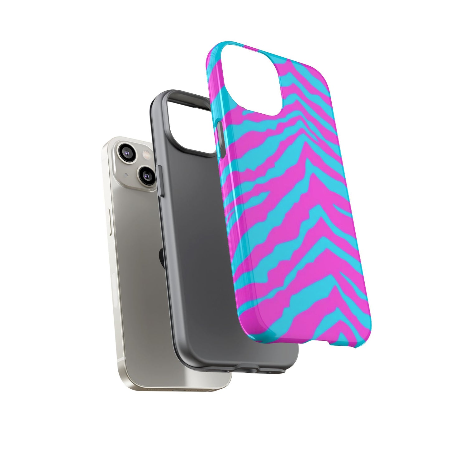 Animal Print Hot Pink And Teal Tough Case for iPhone, Galaxy and Google Pixel