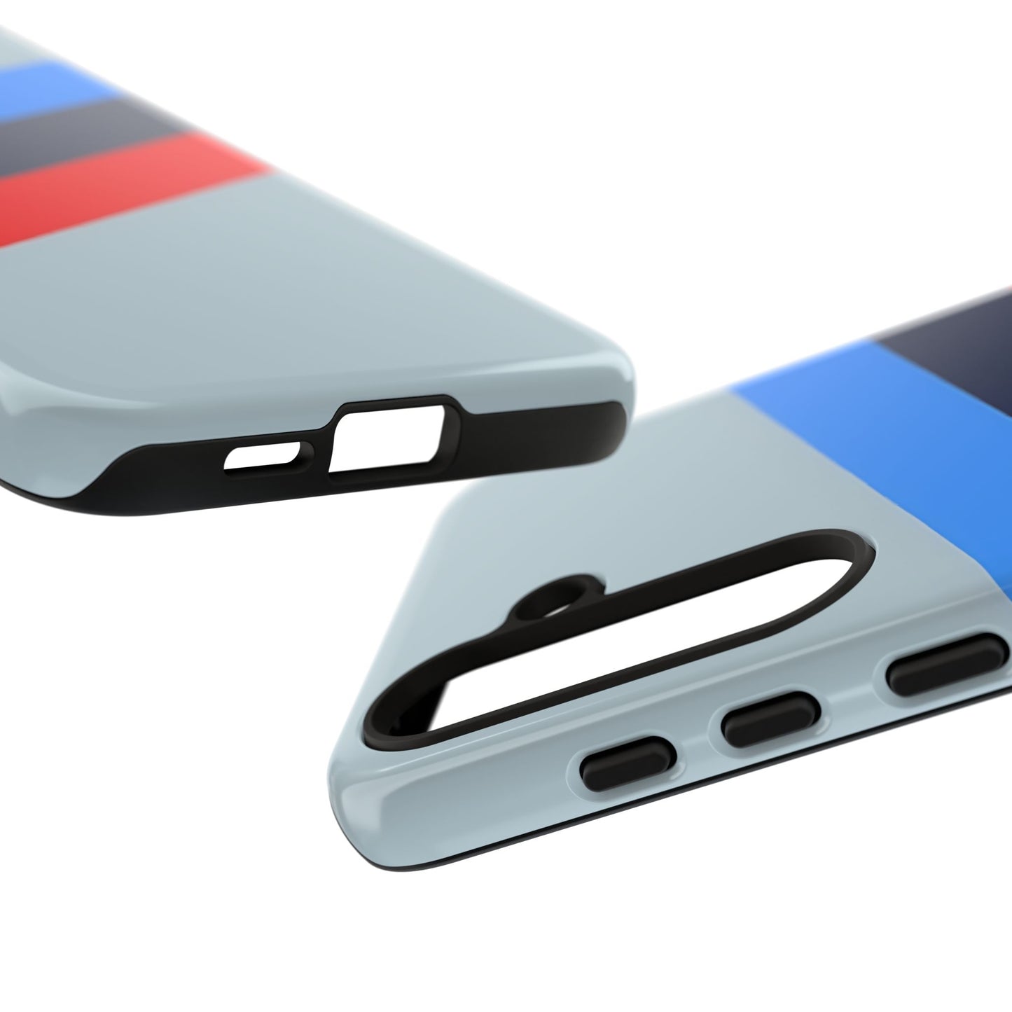 Gray Tough Case For iPhone, Samsung Galaxy and Google Pixel, Blue & Red Stripe