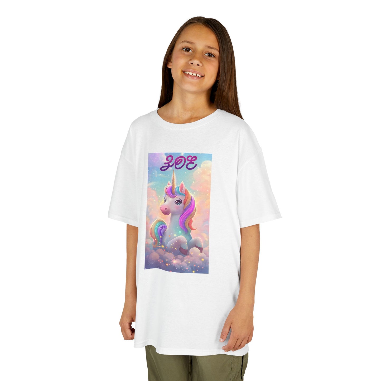 Girls Pretty Unicorn Tee, Kids T-Shirt with Bling Floral Design, Trendy T