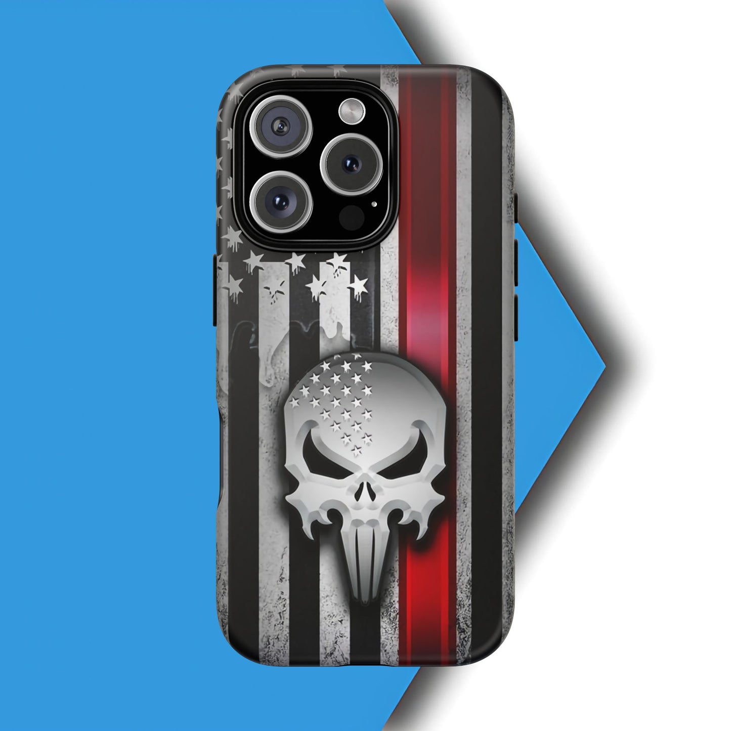 Tough Cases For iPhone, Galaxy and Pixel,  Thin Red Line, Jake Skull Design