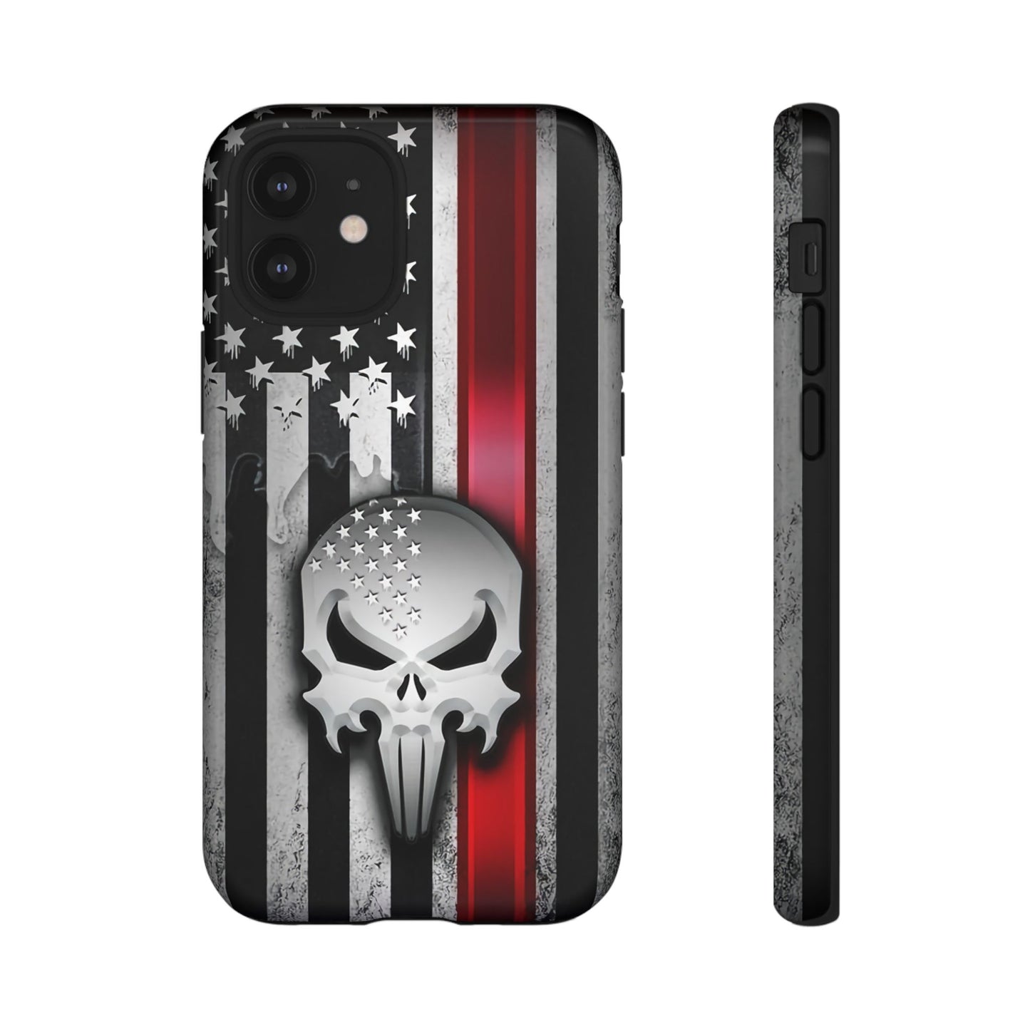 Tough Cases For iPhone, Galaxy and Pixel,  Thin Red Line, Jake Skull Design