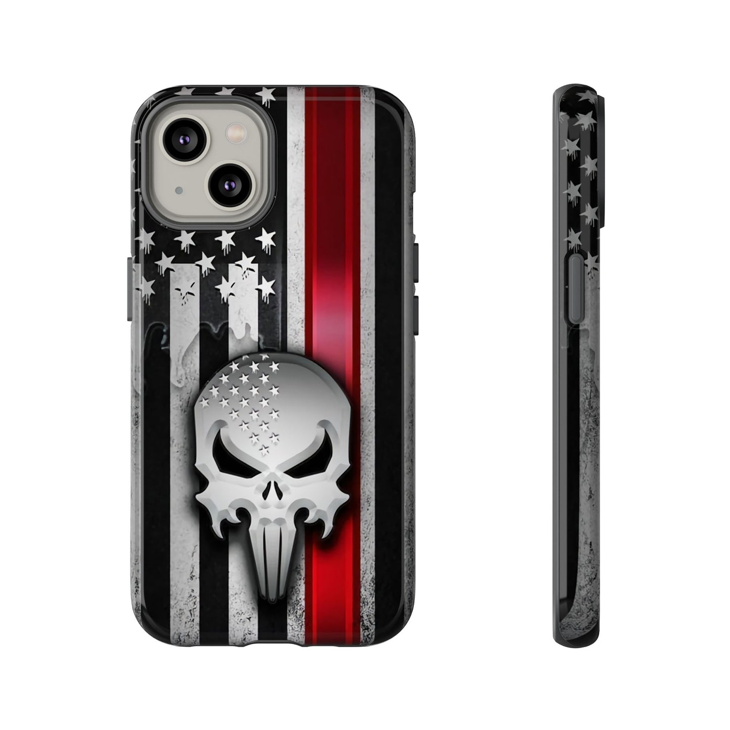 Tough Cases For iPhone, Galaxy and Pixel,  Thin Red Line, Jake Skull Design