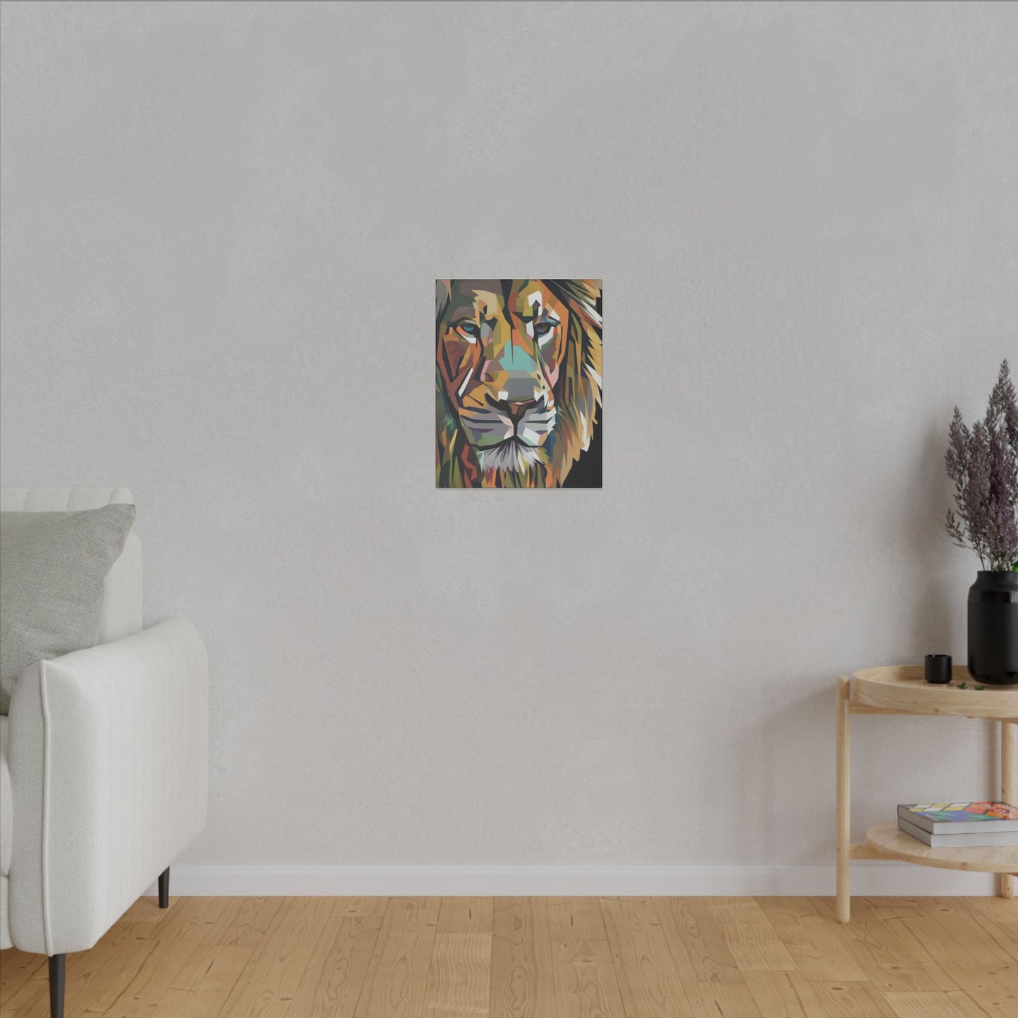 Geometric Lion Face Matte Canvas Print, Custom Wall Decor