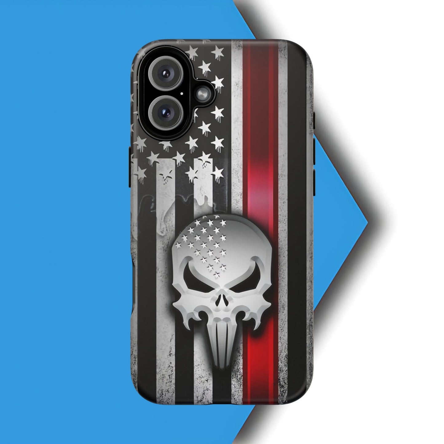 Tough Cases For iPhone, Galaxy and Pixel,  Thin Red Line, Jake Skull Design