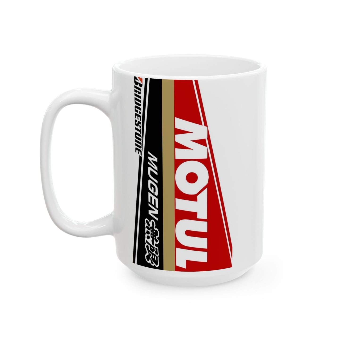 Racing Stripe Ceramic Mug — Motul & Bridgestone Motorsport Coffee Cup (11oz/15oz)