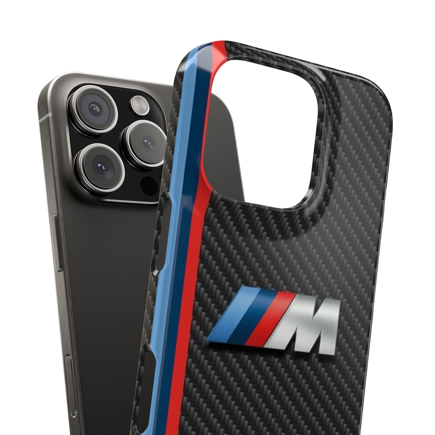 Black iPhone Slim Case, Blue And Red Stripes, BMW M Series