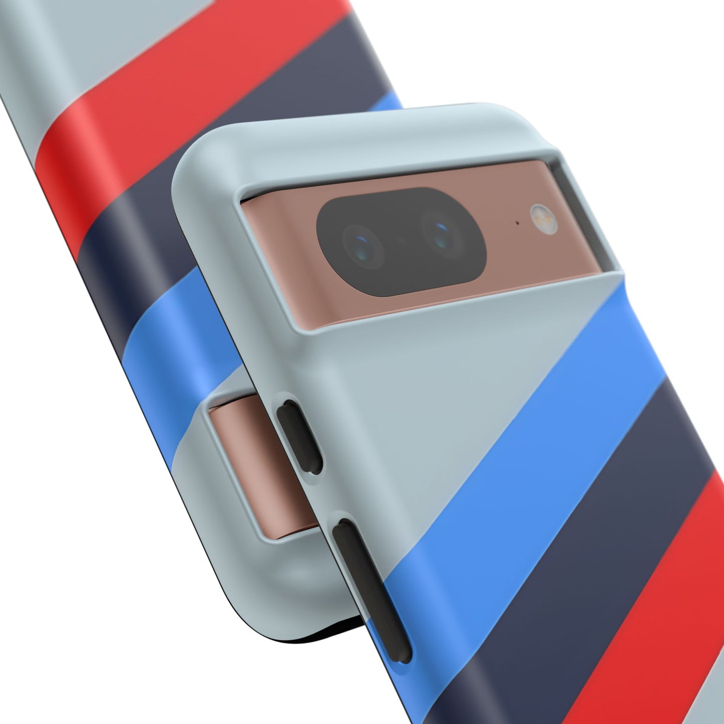 Gray Tough Case For iPhone, Samsung Galaxy and Google Pixel, Blue & Red Stripe