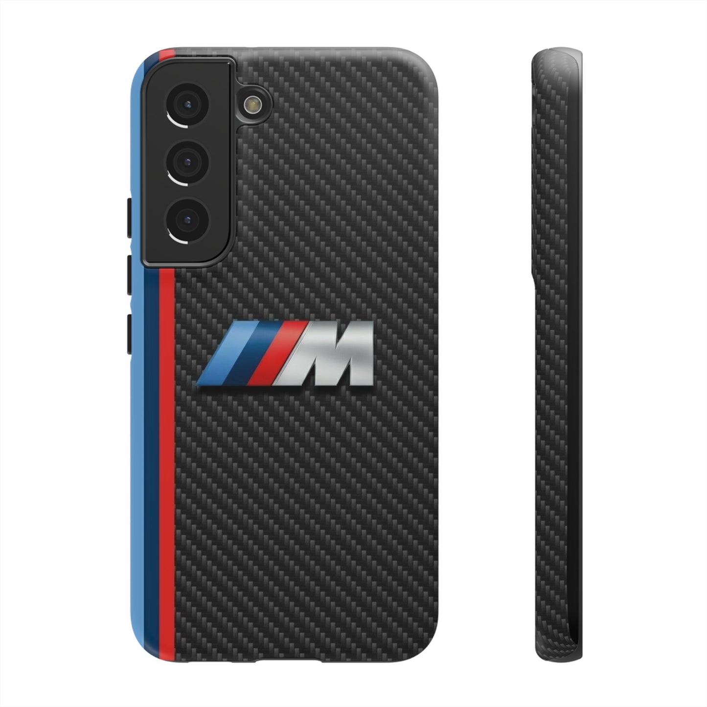 Phone Case - Black Tough Case for iPhones, Galaxy, Pixel, Blue And Red Stripes, BMW M Series