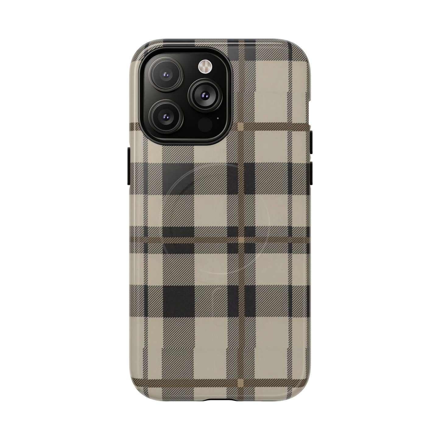 Neutral Plaid Phone Case Tough Magnetic Case | Beige Tartan Gift Idea