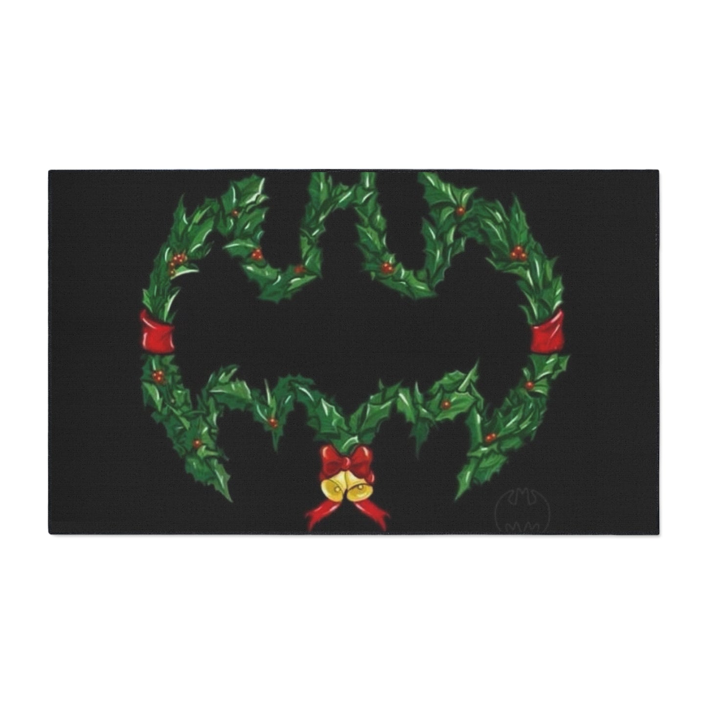 Bat Emblem Holiday Floor Mat, Christmas Decor, Seasonal Rug, Home Entrance