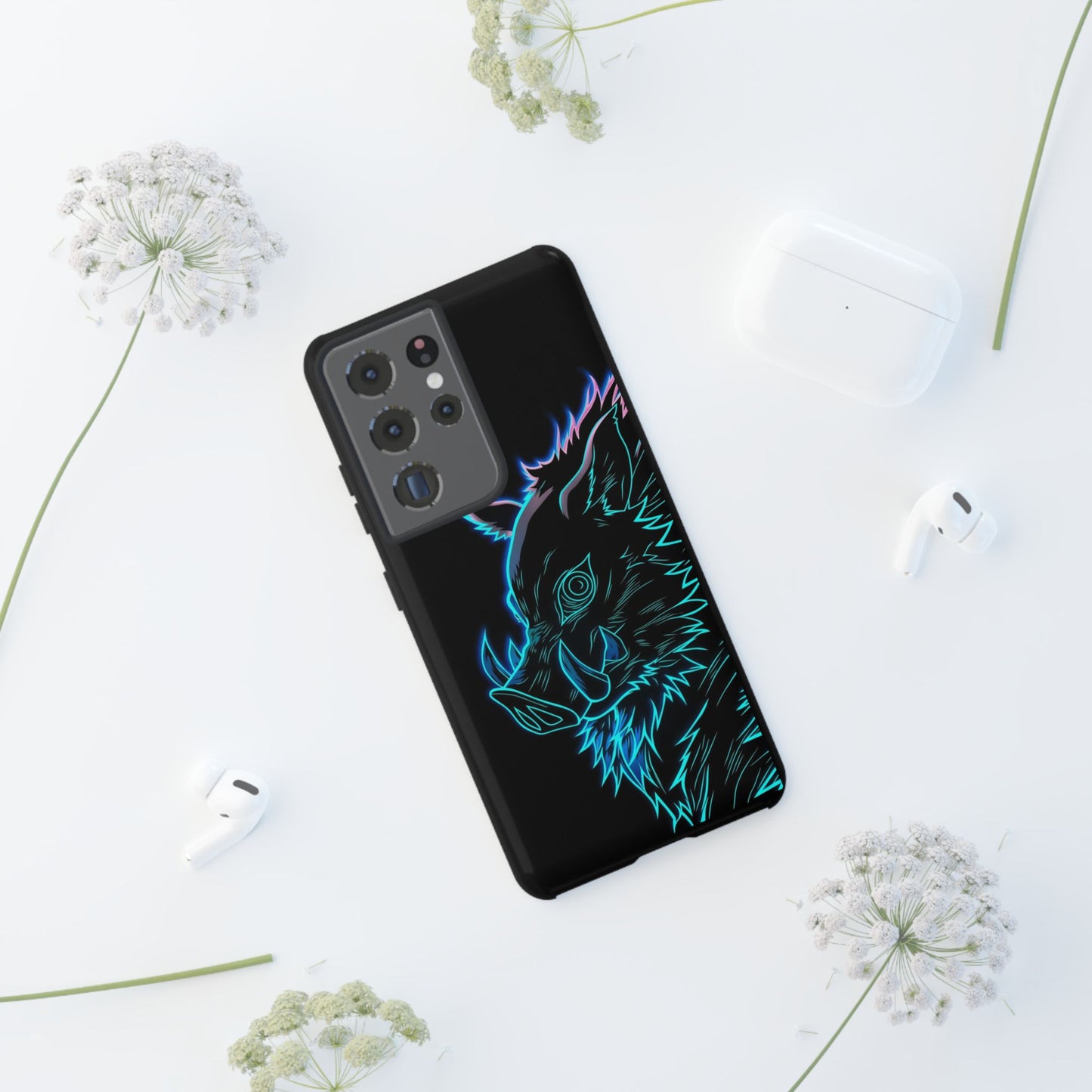 Tough Cases For iPhone, Galaxy, Anime Hashibira Beast Slayer Neon Design