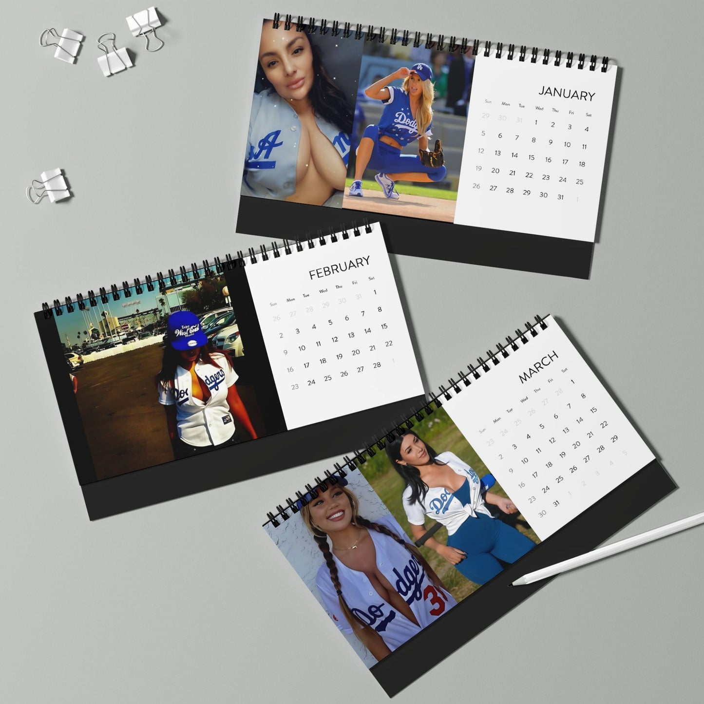 2025 Desktop Calendar Dodgers Nation Girls - Pro Baseball Theme