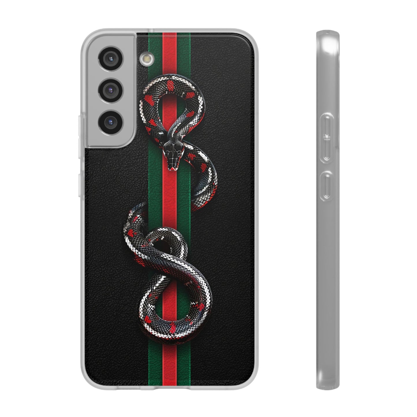 Green and Red Stripes Snake TPU Flexi Cases For iPhones And Samsung Galaxy