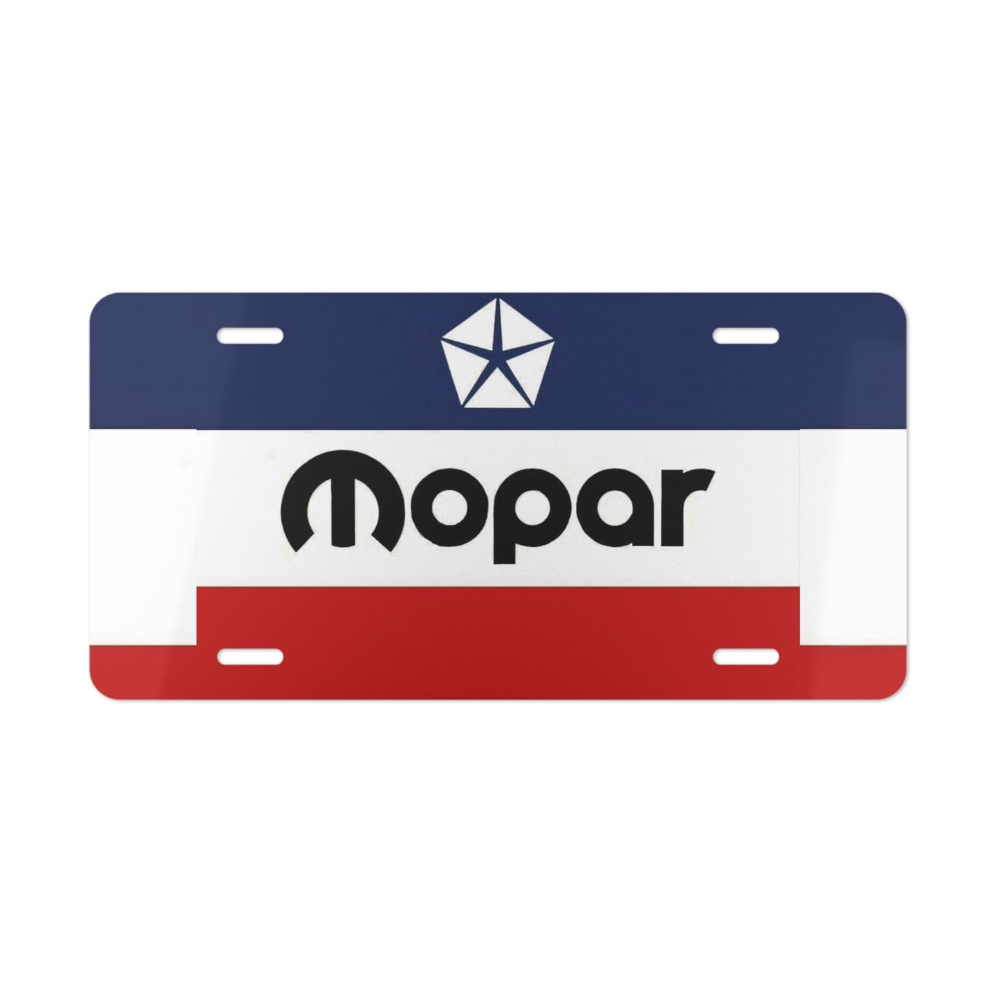 Dodge MOPAR Front Vanity License Plate Racing Club Red and Blue Stripes