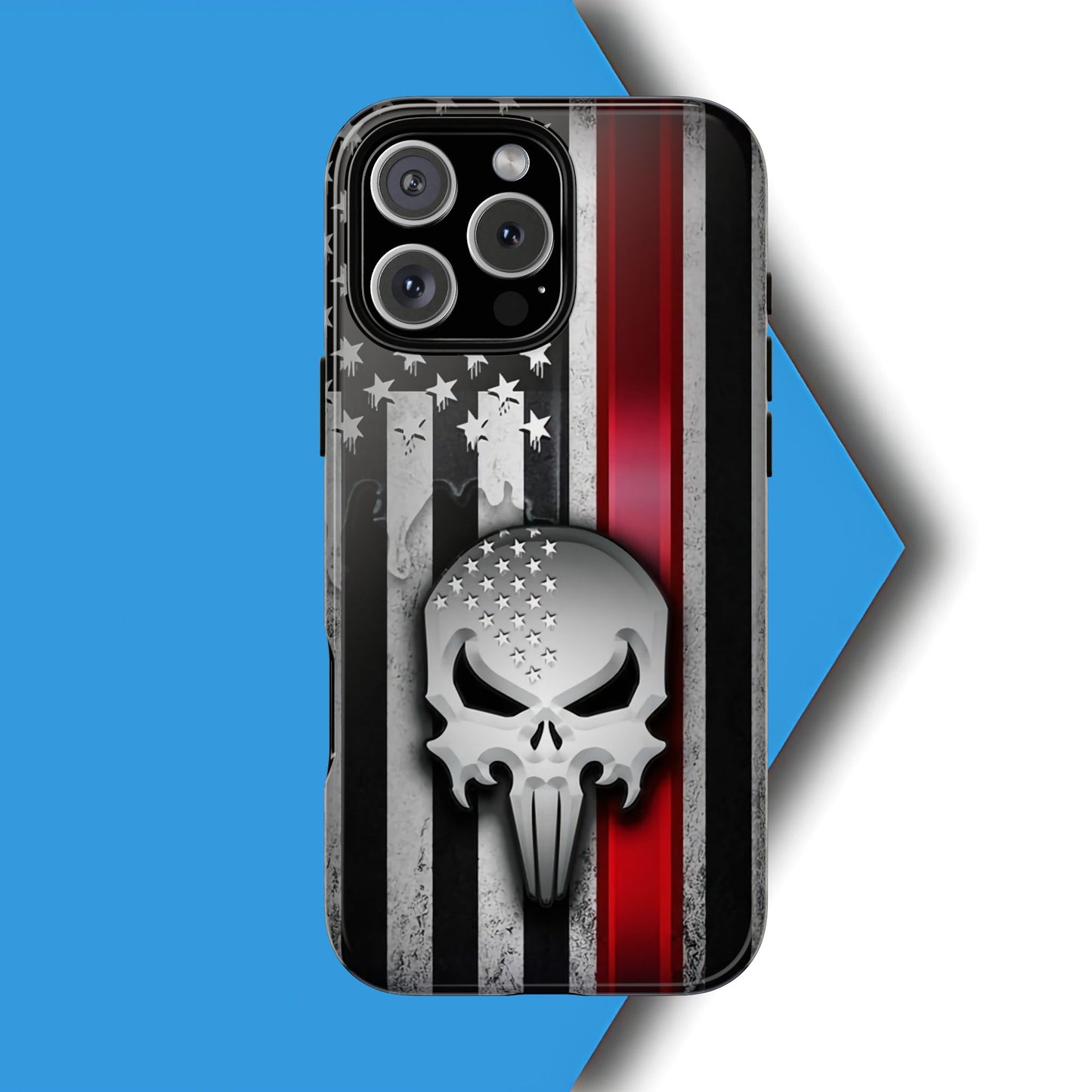 Tough Cases For iPhone, Galaxy and Pixel,  Thin Red Line, Jake Skull Design