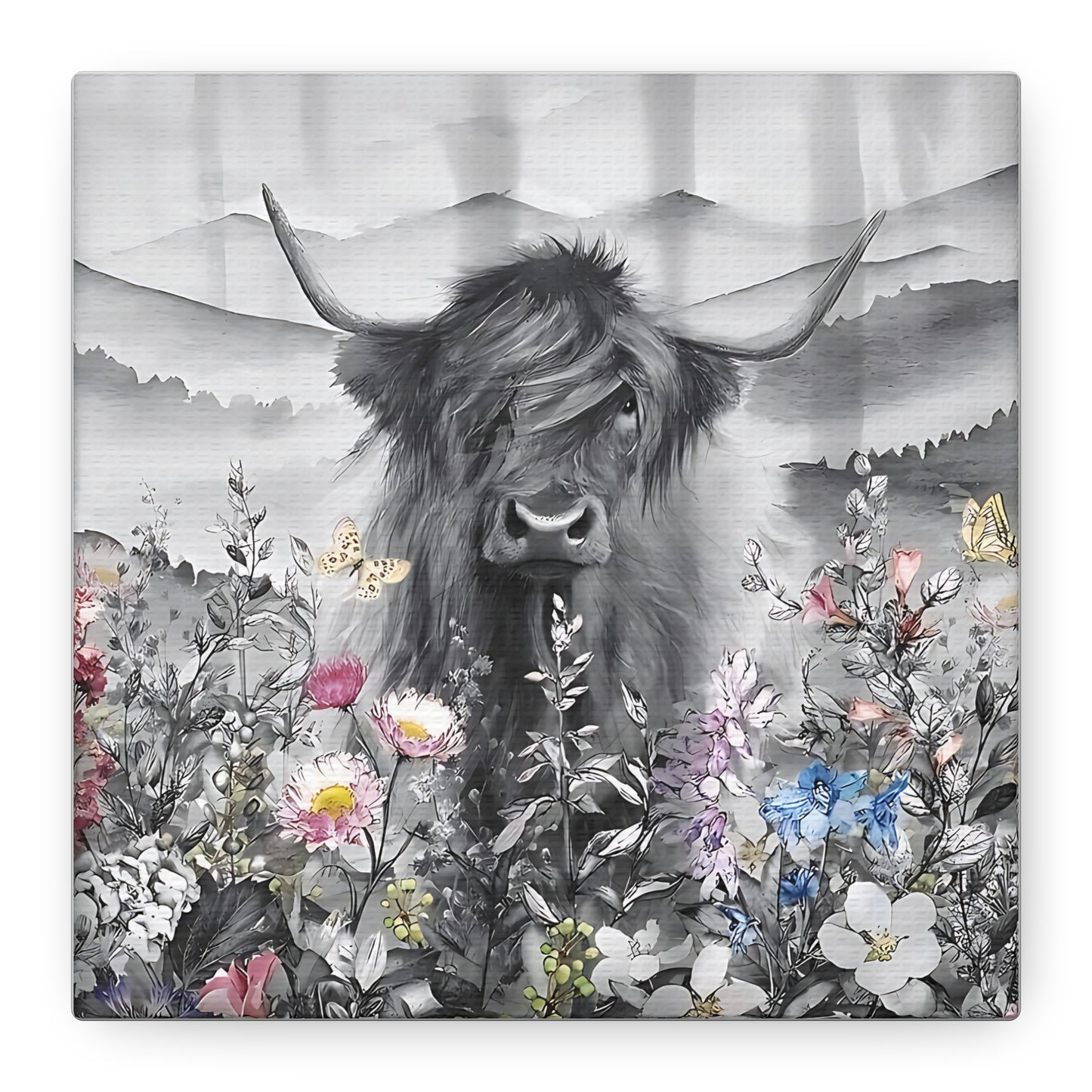 Canvas Poster, Scottish Highland Cow Vertical Wall Art, Housewarming Gift, Home