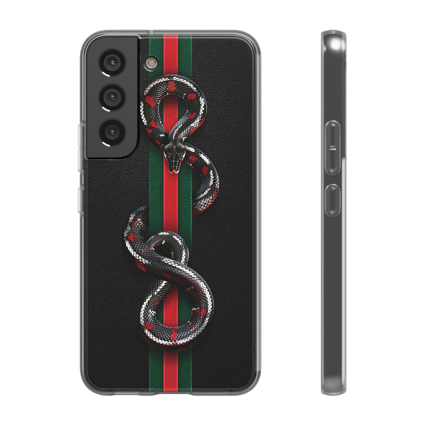 Green and Red Stripes Snake TPU Flexi Cases For iPhones And Samsung Galaxy
