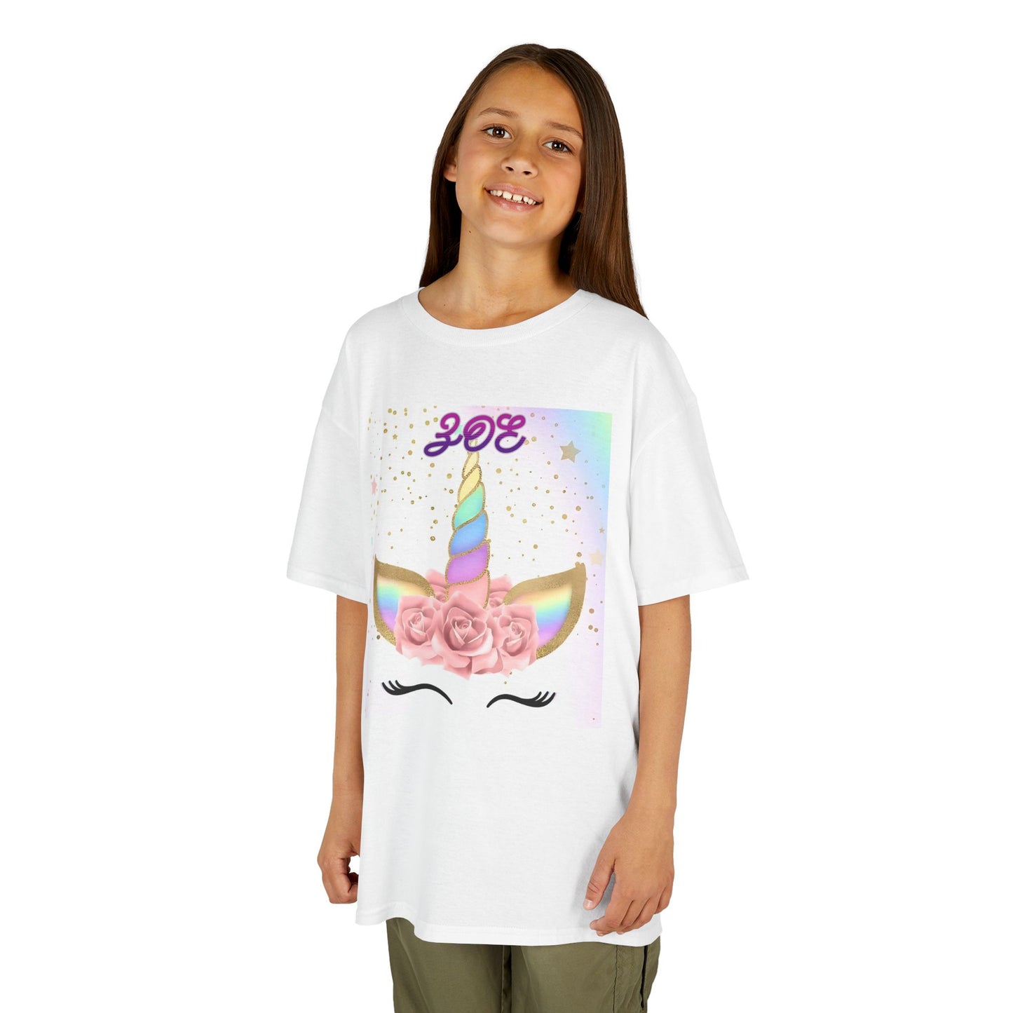 Girls Pretty Unicorn Tee, Kids T-Shirt with Bling Floral Design, Trendy T