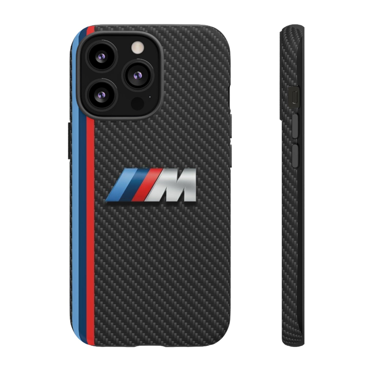 Phone Case - Black Tough Case for iPhones, Galaxy, Pixel, Blue And Red Stripes, BMW M Series