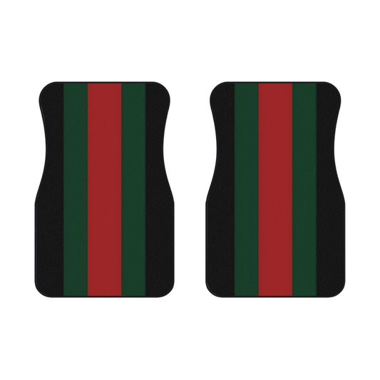 Green & Red Stripes Pattern Universal Car Mats (2x Front), Custom Mats