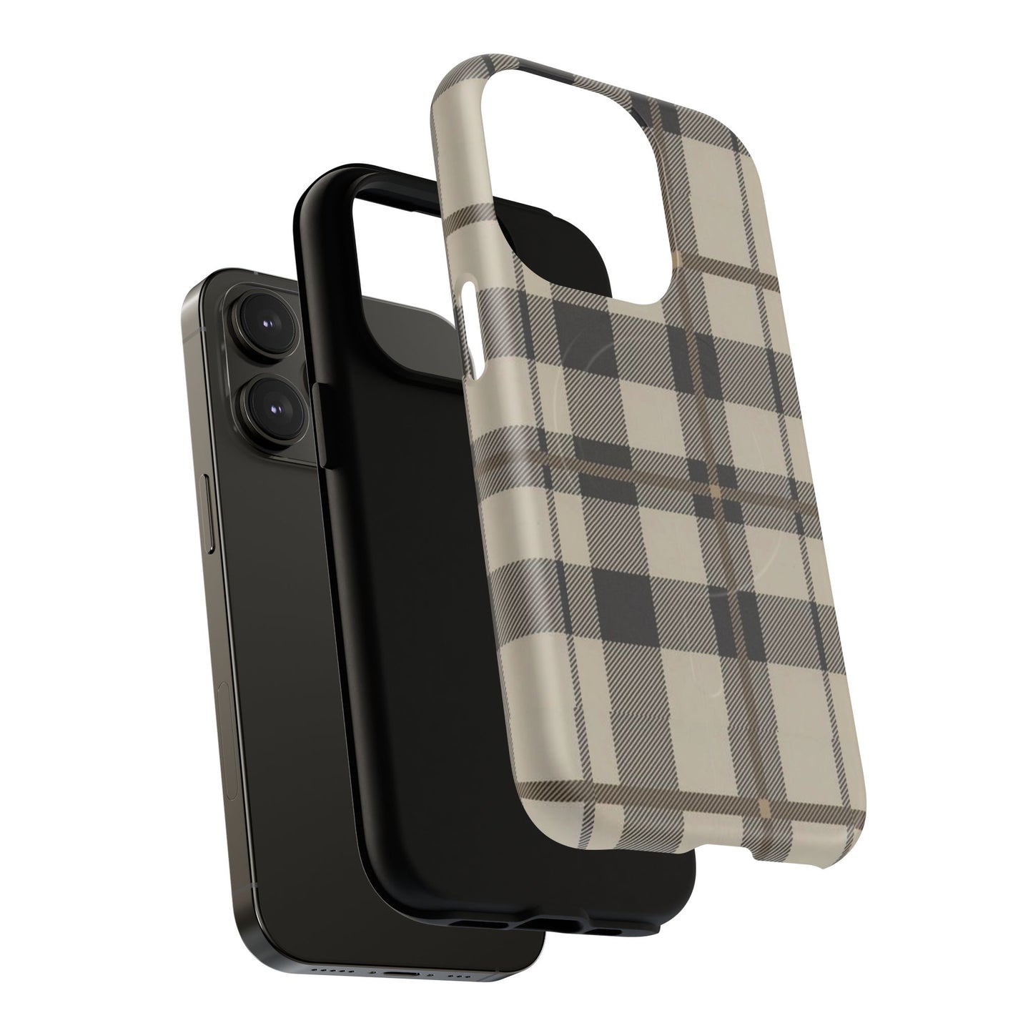 Neutral Plaid Phone Case Tough Magnetic Case | Beige Tartan Gift Idea
