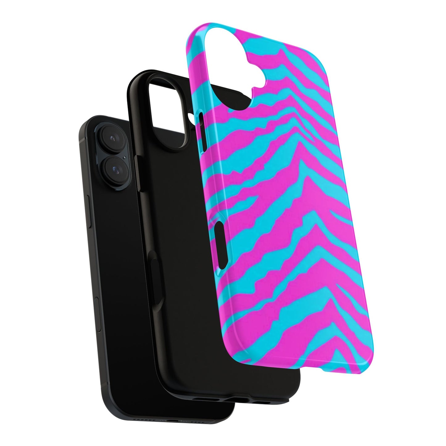 Animal Print Hot Pink And Teal Tough Case for iPhone, Galaxy and Google Pixel