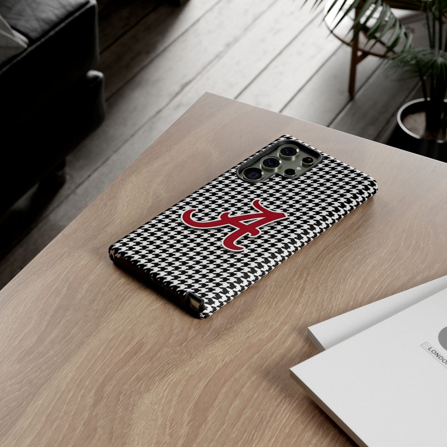 Alabama Houndstooth Phone Case, Tough Cases, College RTR Fan Gear, Initial A
