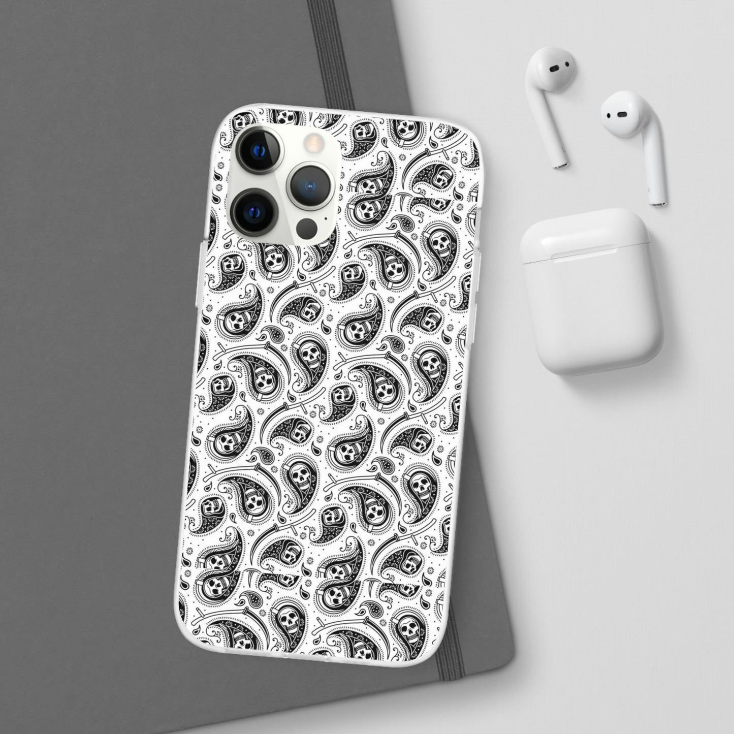Skull Paisley Pattern Phone Case TPU Soft Flexi Case for iPhones