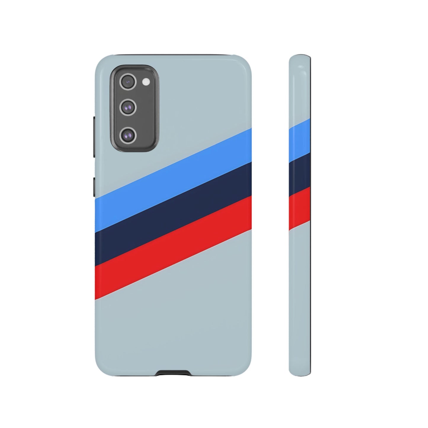 Gray Tough Case For iPhone, Samsung Galaxy and Google Pixel, Blue & Red Stripe