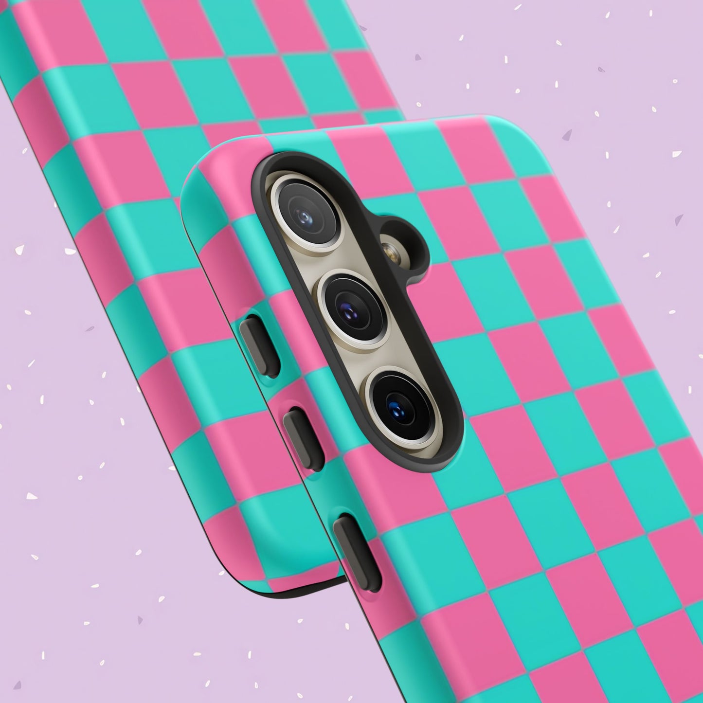 Hot Pink And Teal Checker Pattern Tough Case for iPhone, Galaxy Phones and Google Pixel