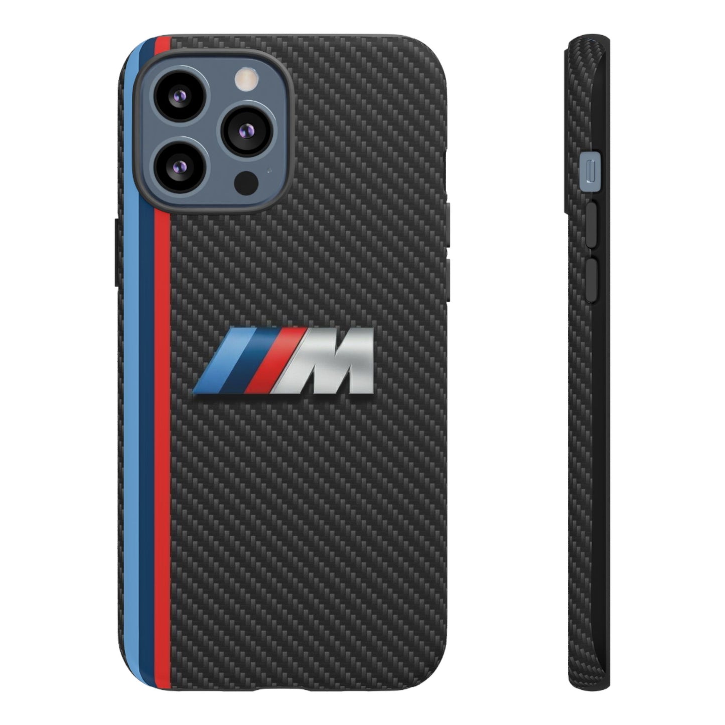 Phone Case - Black Tough Case for iPhones, Galaxy, Pixel, Blue And Red Stripes, BMW M Series