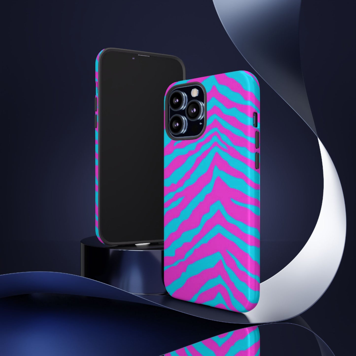 Animal Print Hot Pink And Teal Tough Case for iPhone, Galaxy and Google Pixel