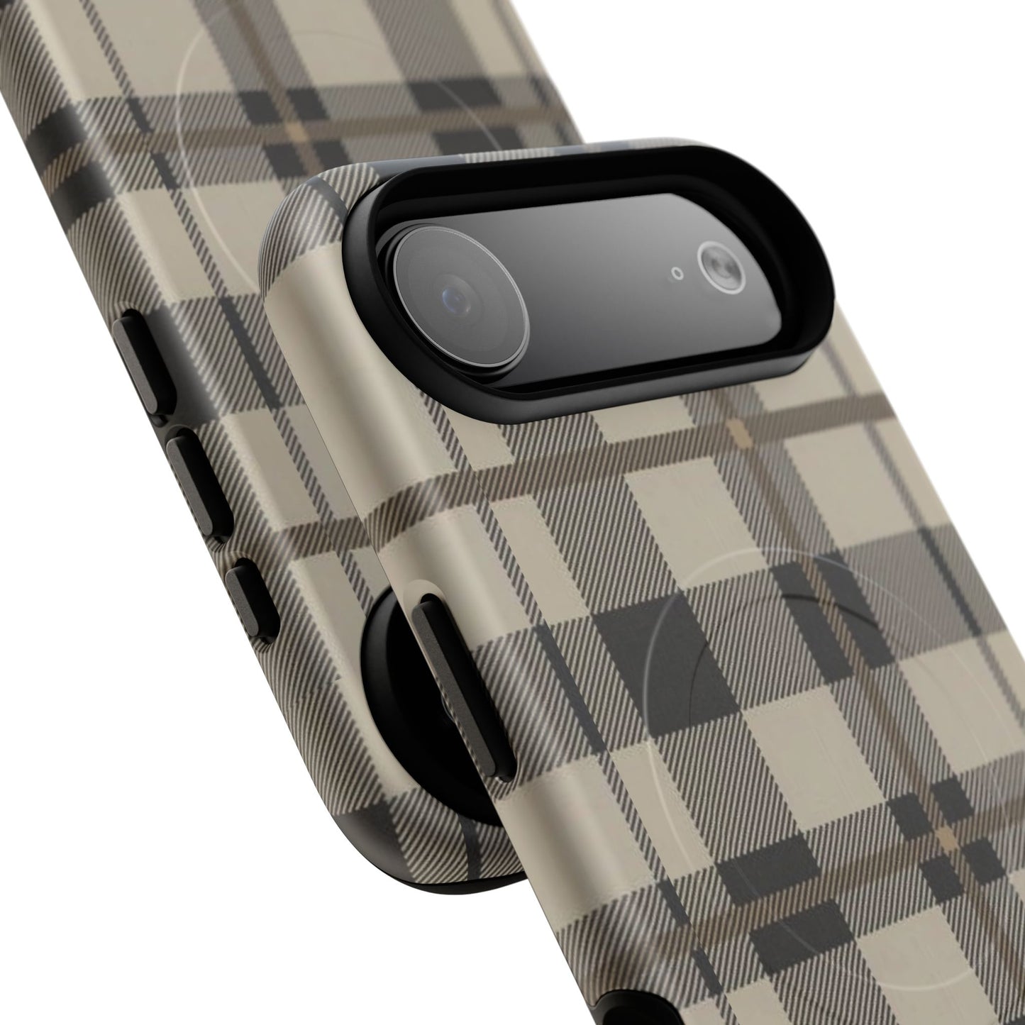Neutral Plaid Phone Case Tough Magnetic Case | Beige Tartan Gift Idea