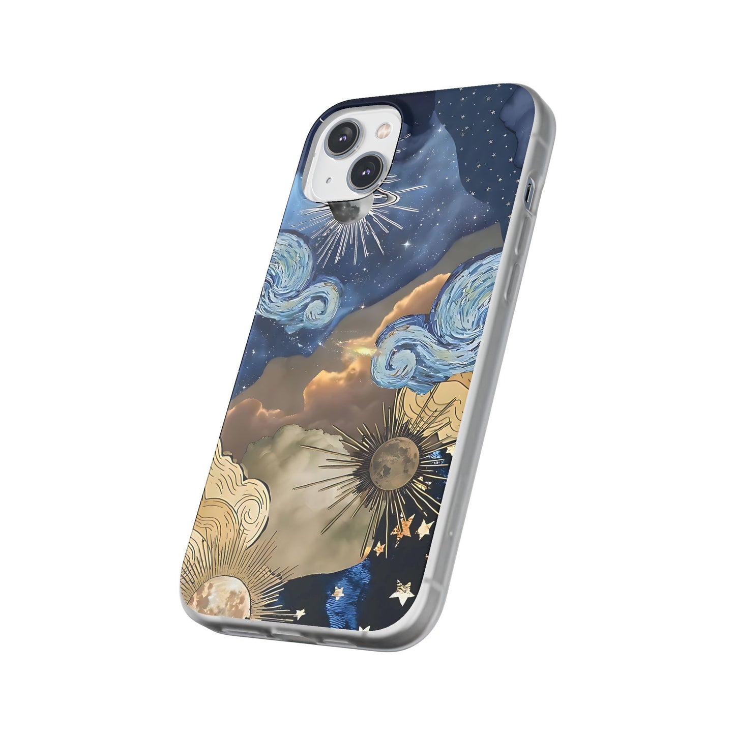 Celestial Flexi Case, Boho Phone Cover, Galaxy Protection, Starry Night Design,